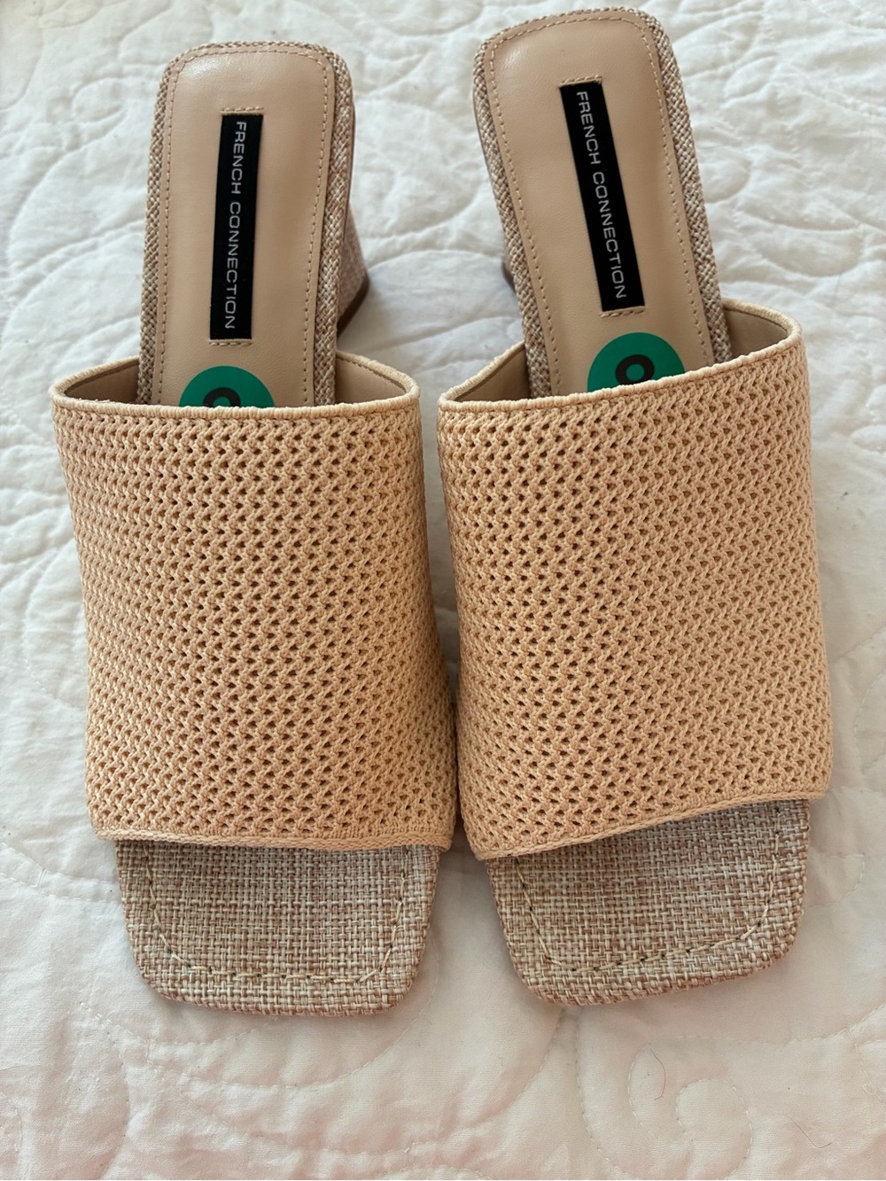 French Connection Nude Woven Slide Mules Size 8